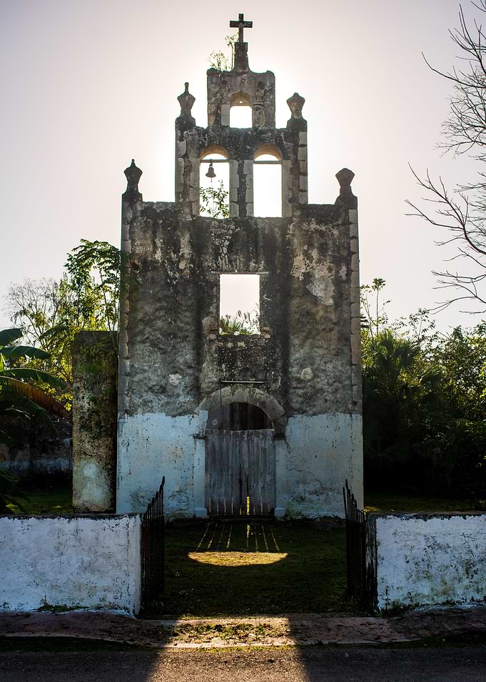 Roofless church at morning