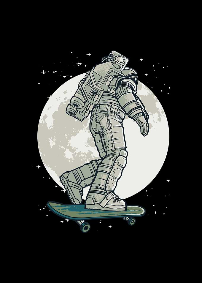 SKATER ASTRONAUT MOON