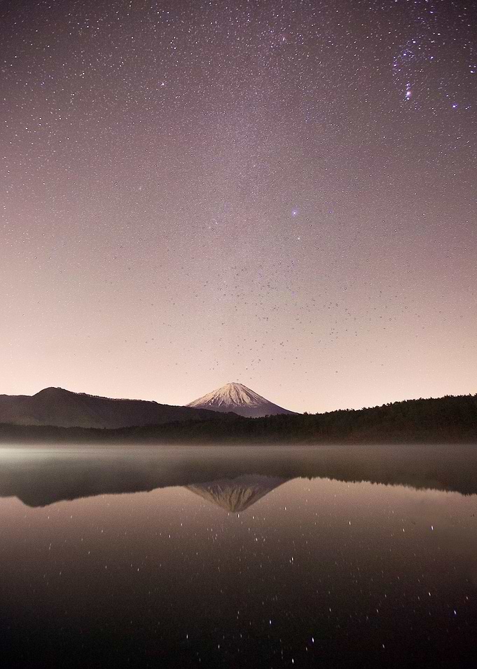 Mount Fuji under Night Sky