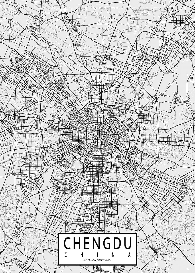 Chengdu City Map Light