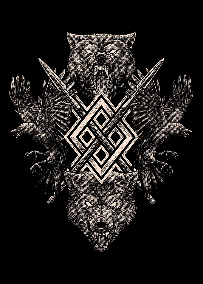 Wolf Raven Viking Odin