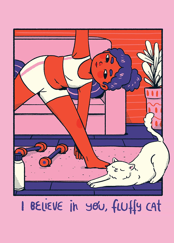 Cozy Comic Yoga Girl