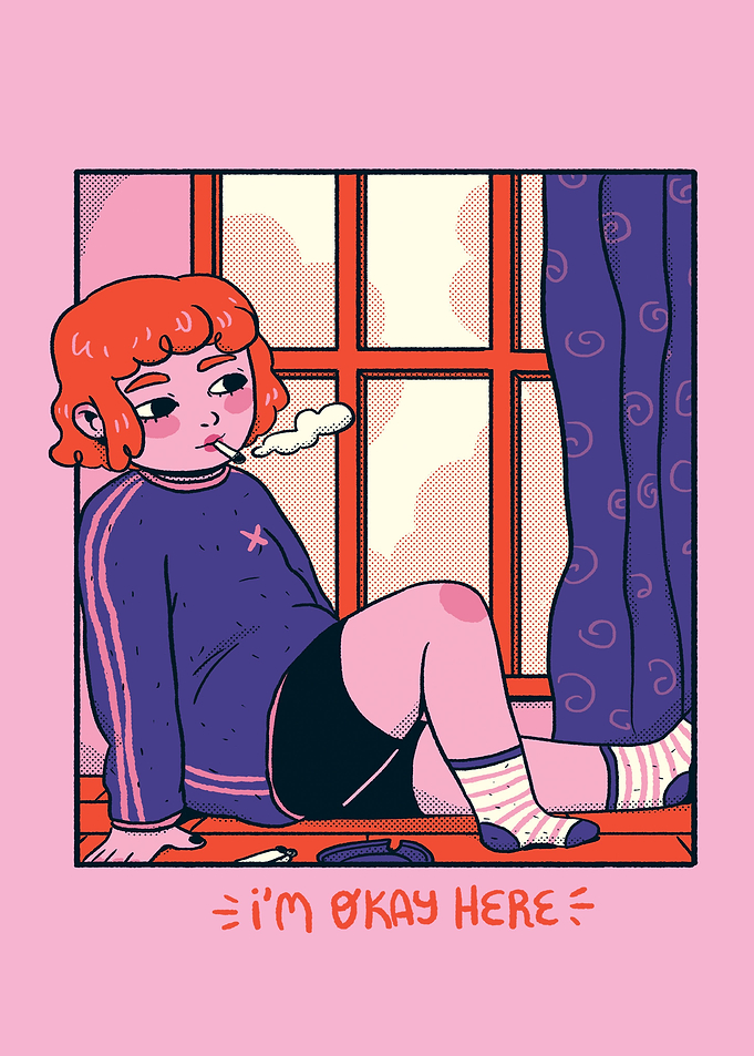 Cozy Comic Girl in Window