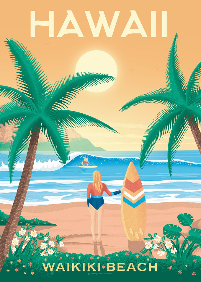 Hawaii Waikiki Beach Print