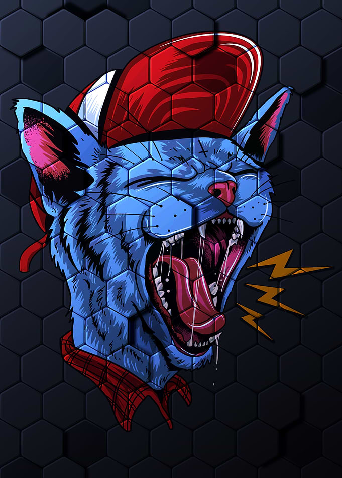 Cat Kitty Scream Over Rock