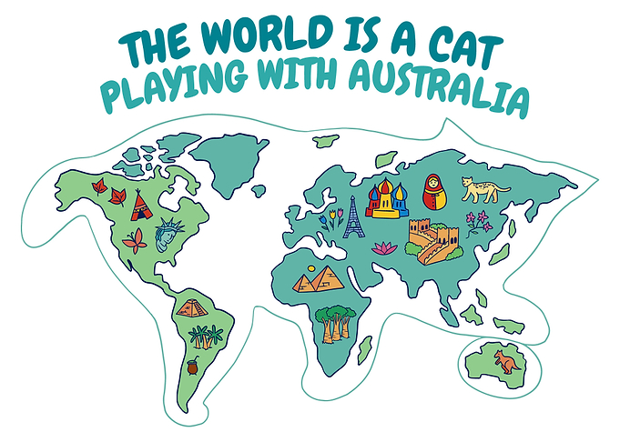 World Map Cat Australia
