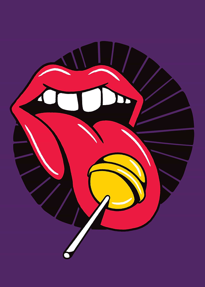Lips with lollipop