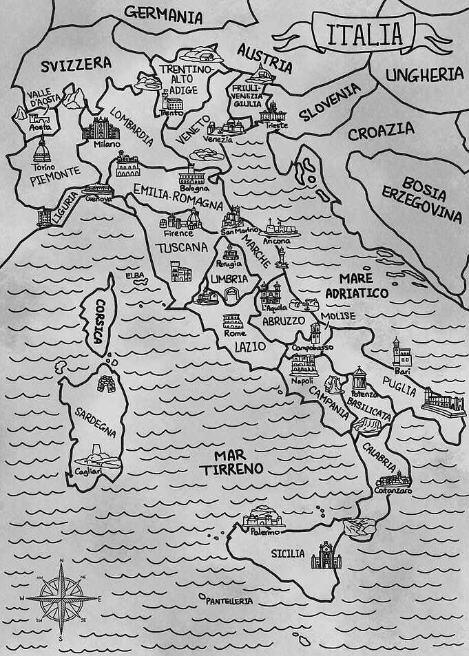 Mappa grigia dellItalia