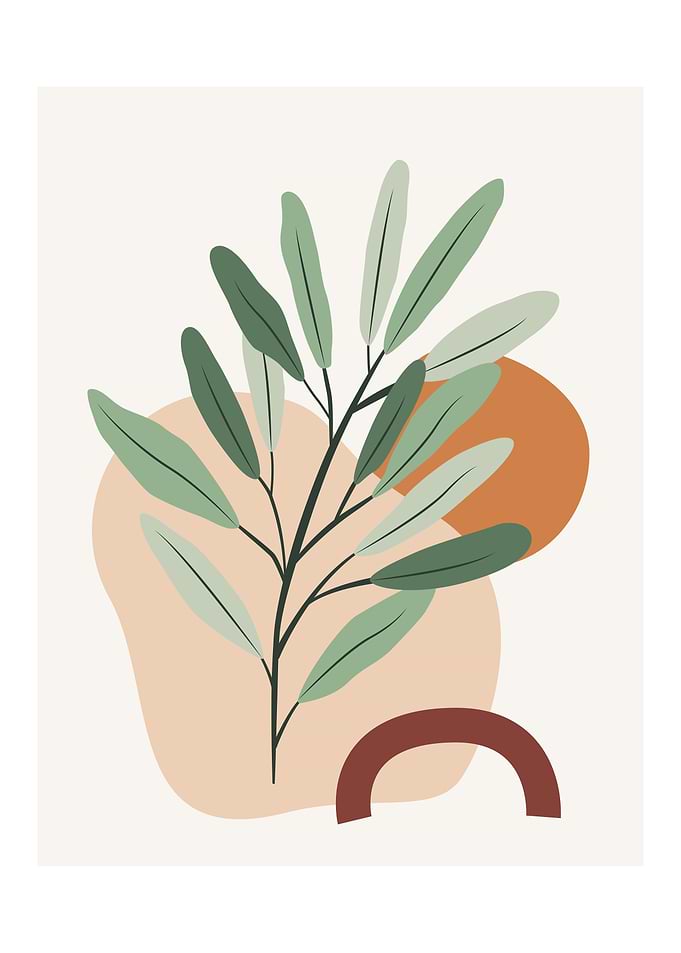 Botanical Green leaf shape