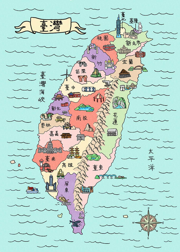 Colorful Map of Taiwan
