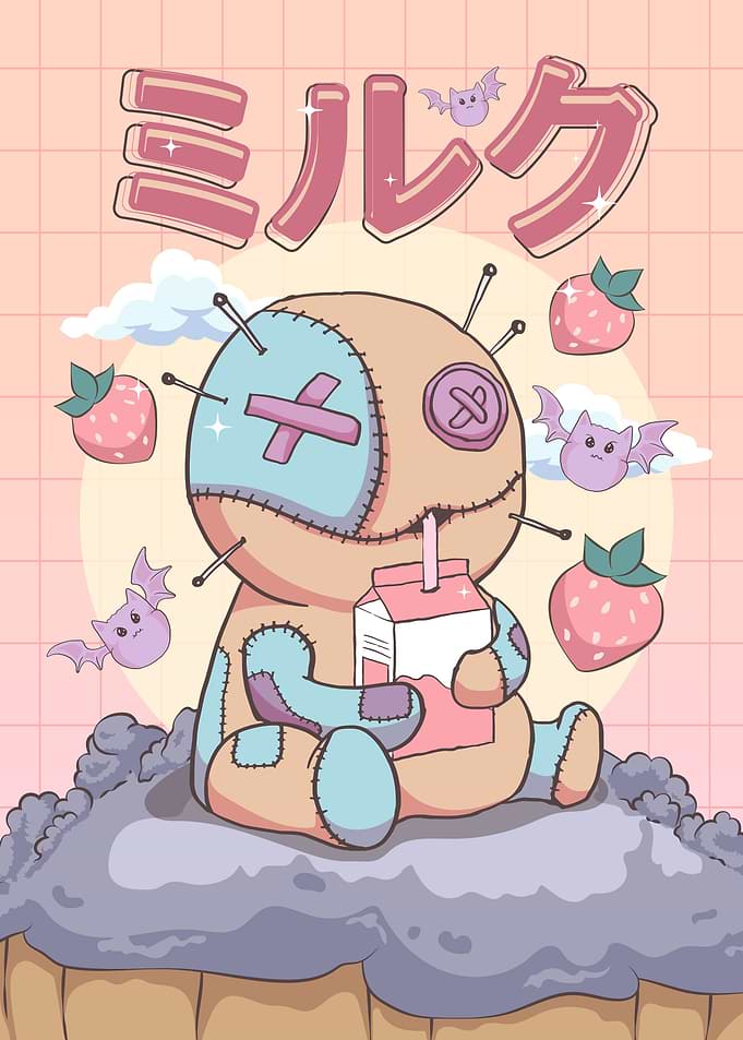 Pastel Goth Voodoo Doll