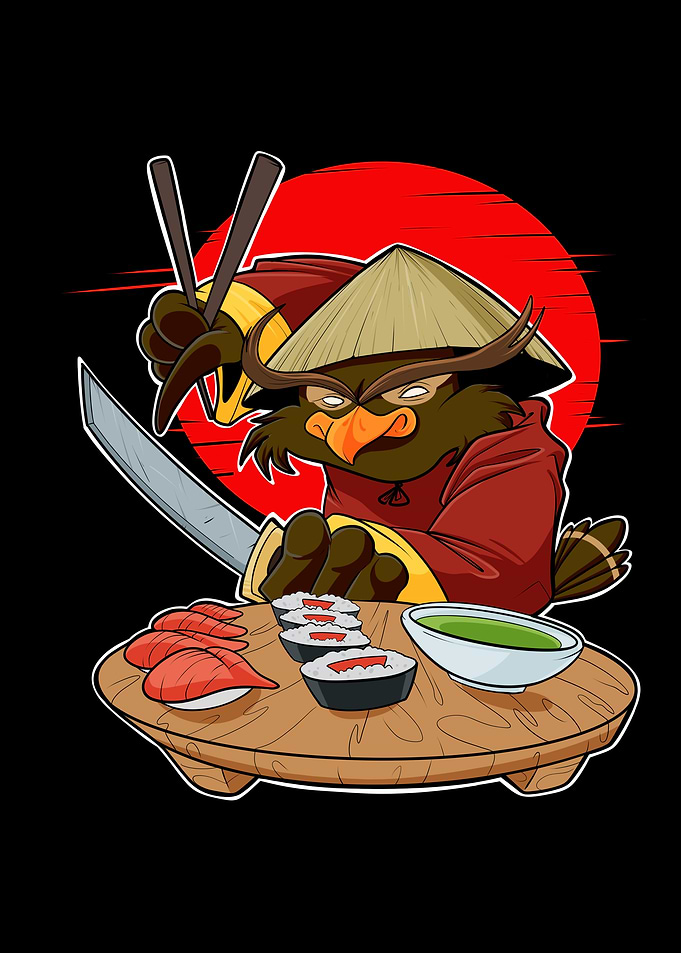 Samurai Sushi Owl Japan