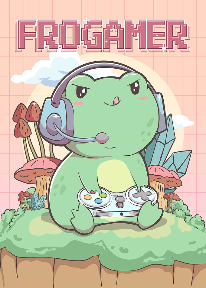 Cottagecore Frog Gamer