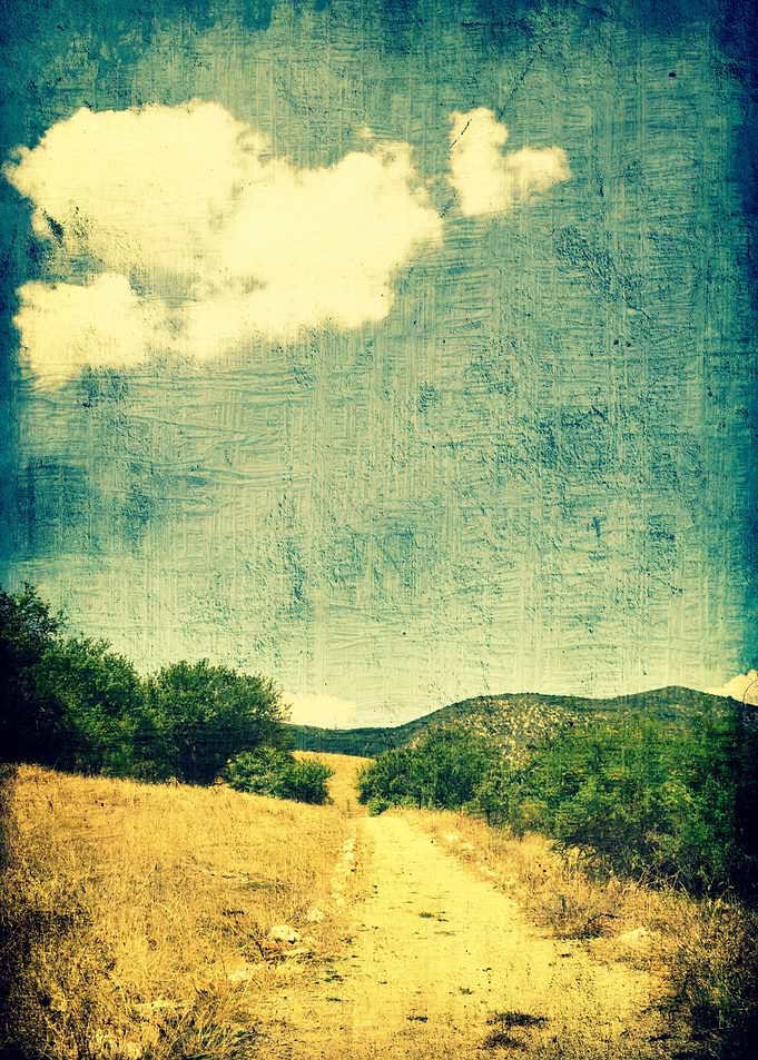 Heart cloud and rural road