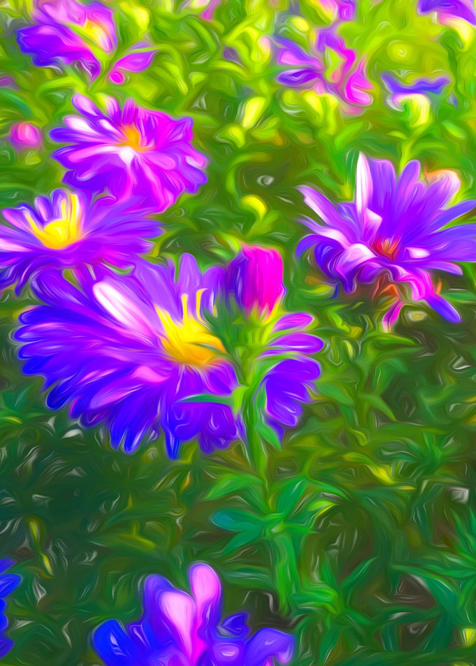 Bunch of blue flowers art