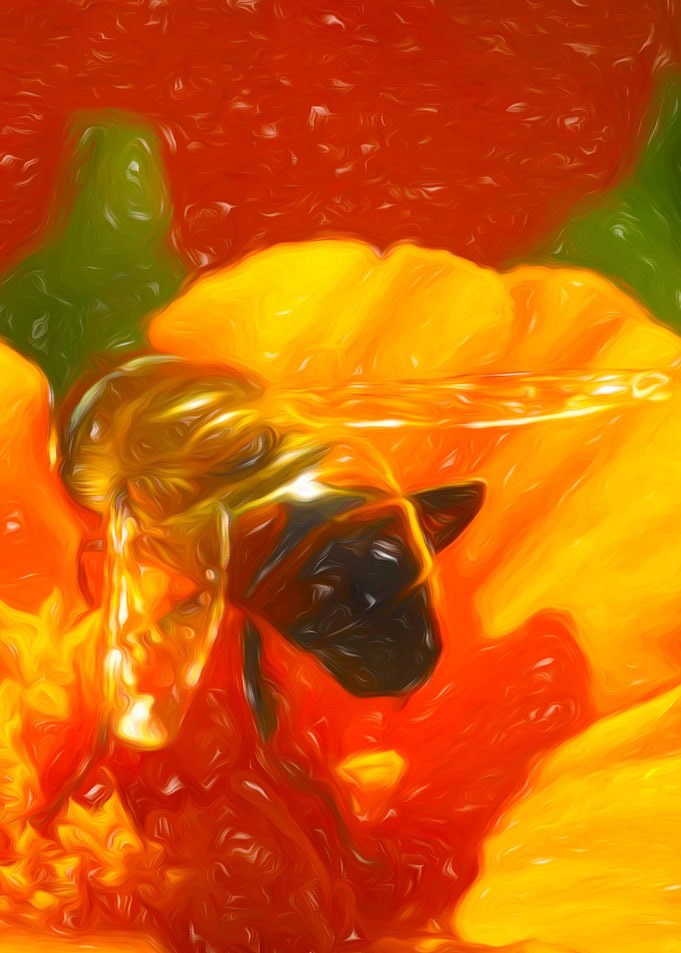 Bee on yellow flower art