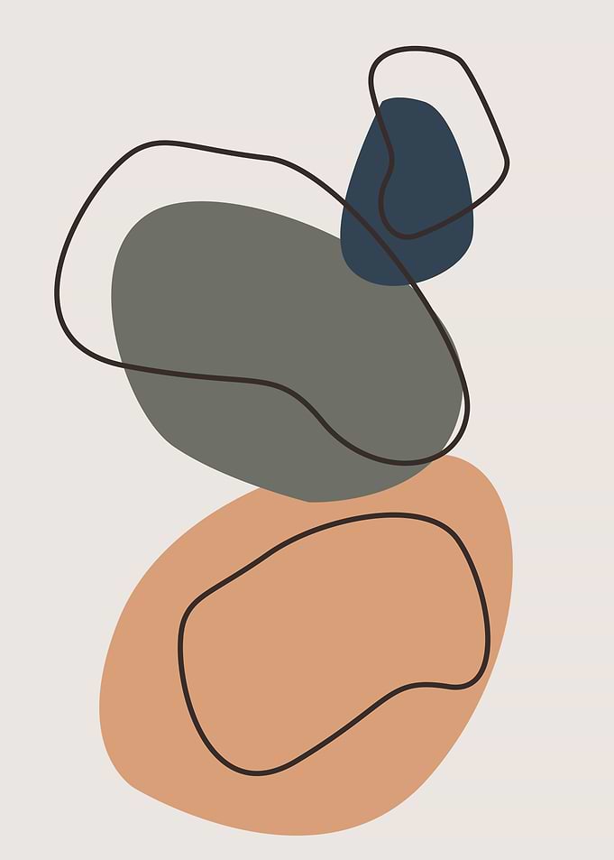 Geometric shapes line art