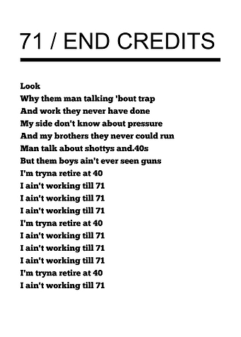 71 End Credits