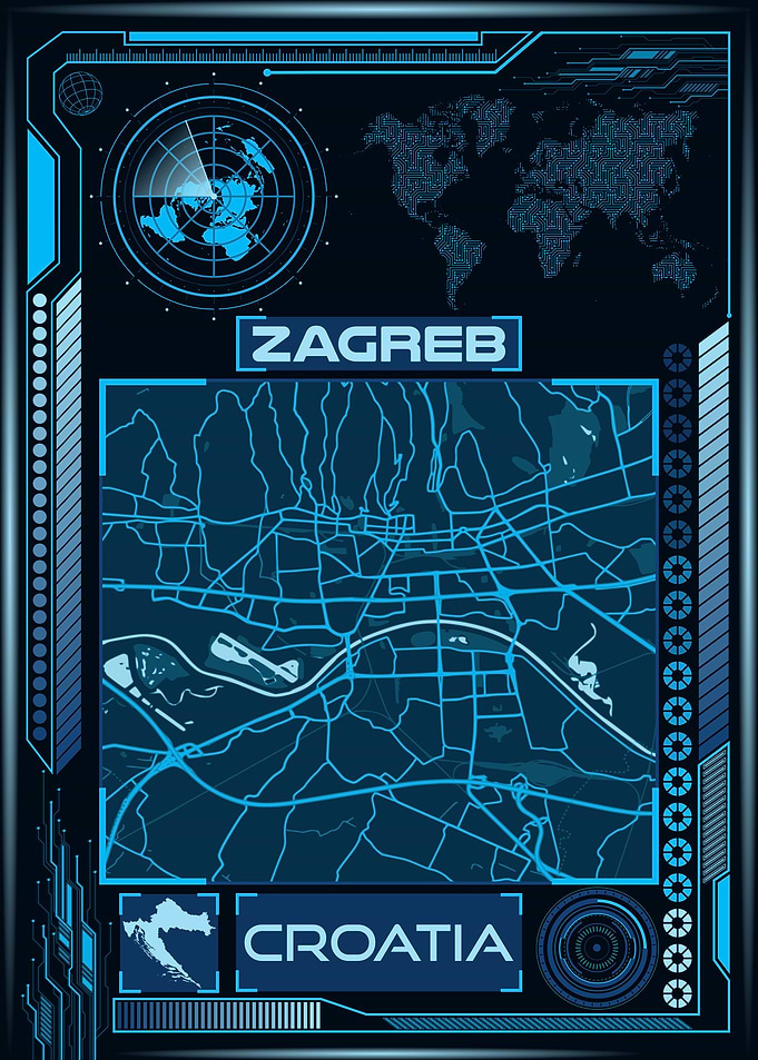 ZAGREB MAP CROATIA