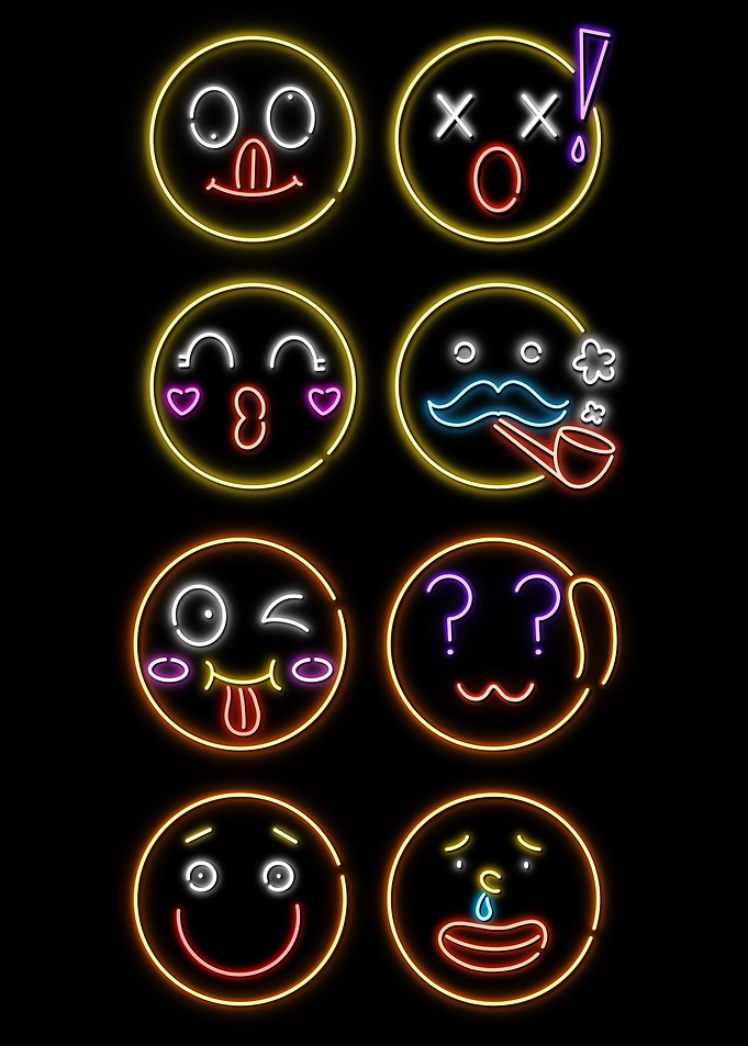 Funny neon Emoji Smily