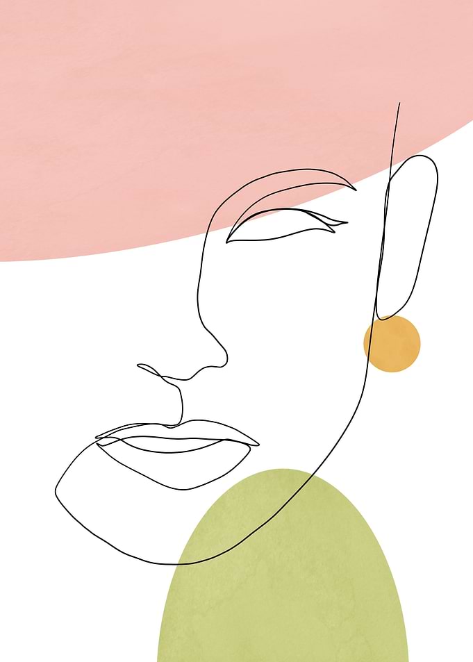 Girl Face One Line Drawing