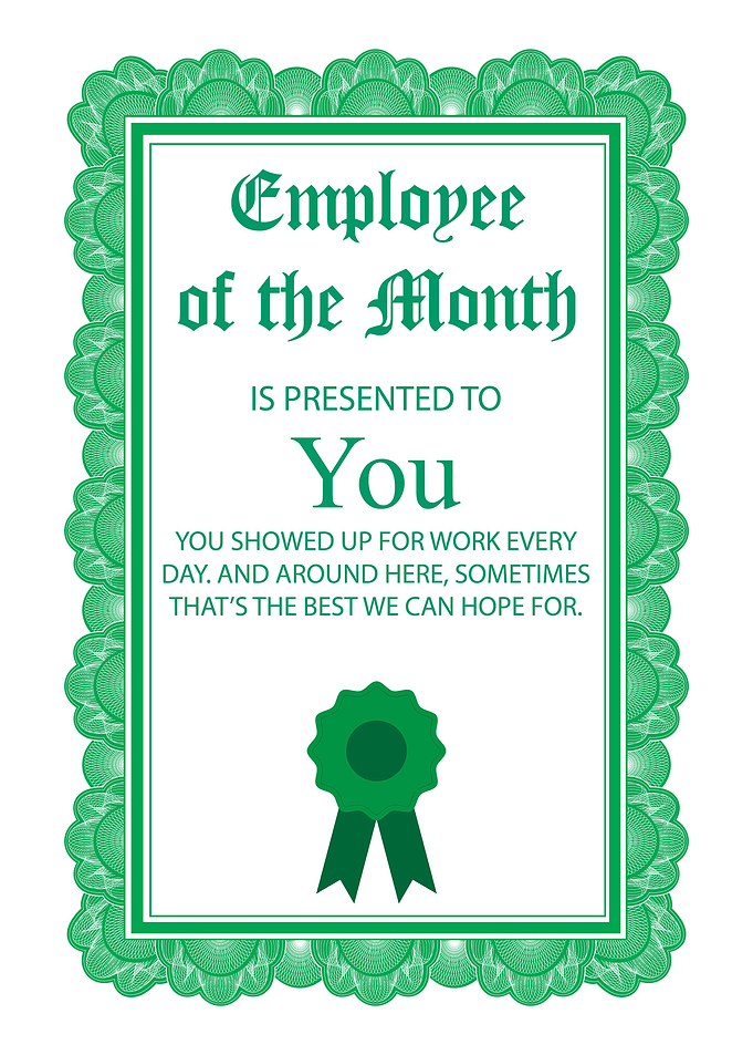 Employee Funny Certificate