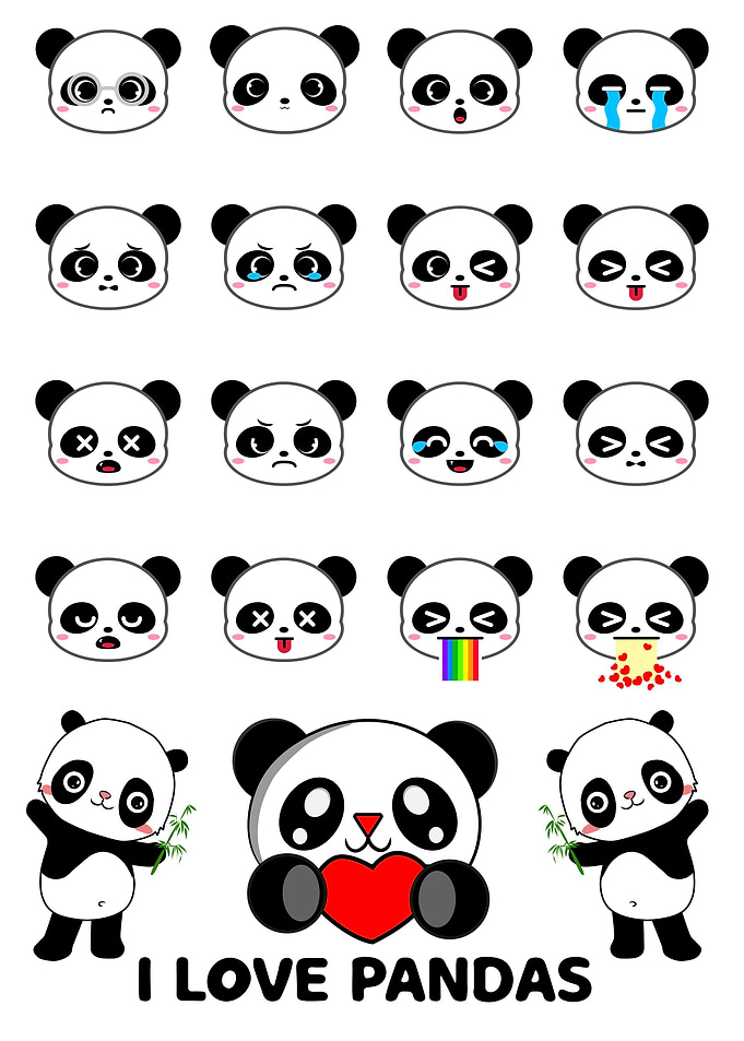 Funny Panda Emojis Animals