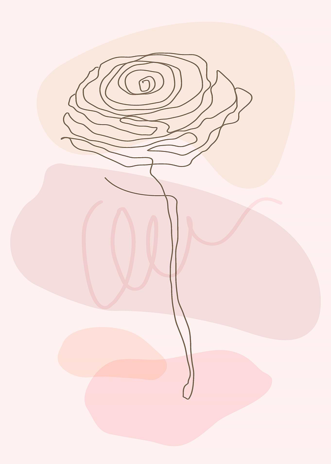Blossomed Flower Line Art