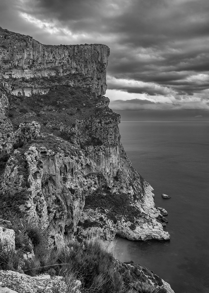 Black and white cliff