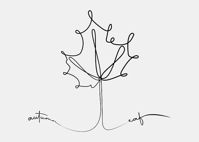 autumn leaf line art