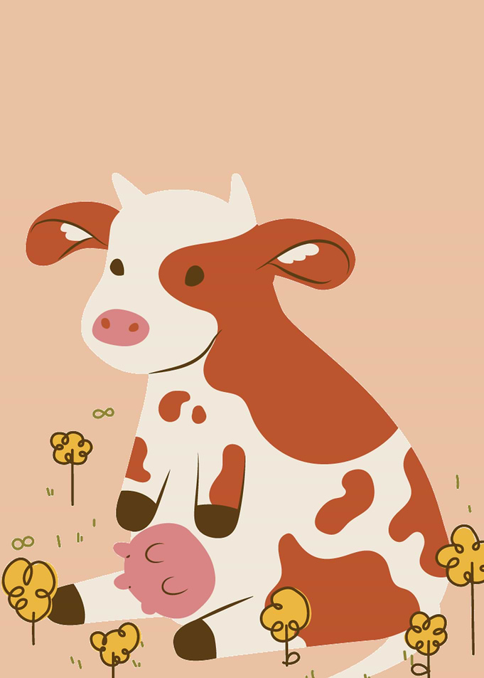 Cute Animal Kids Cow