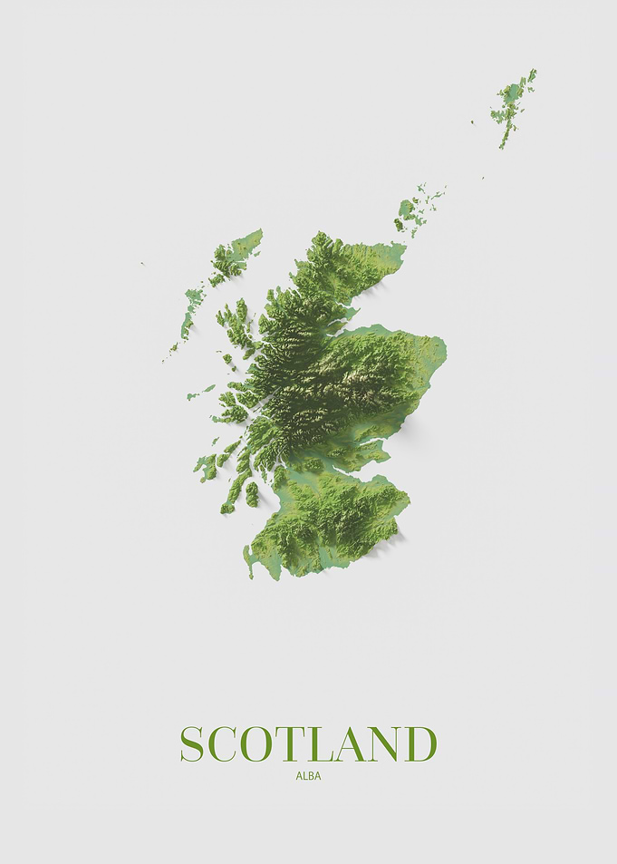 Scotland Shaded Relief Map