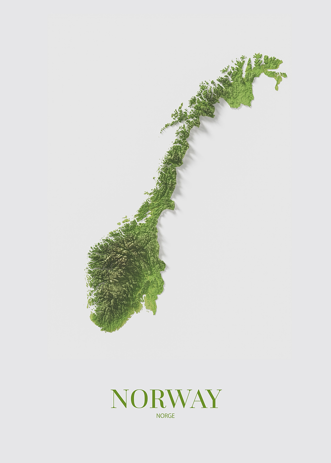 Norway Shaded Relief Map