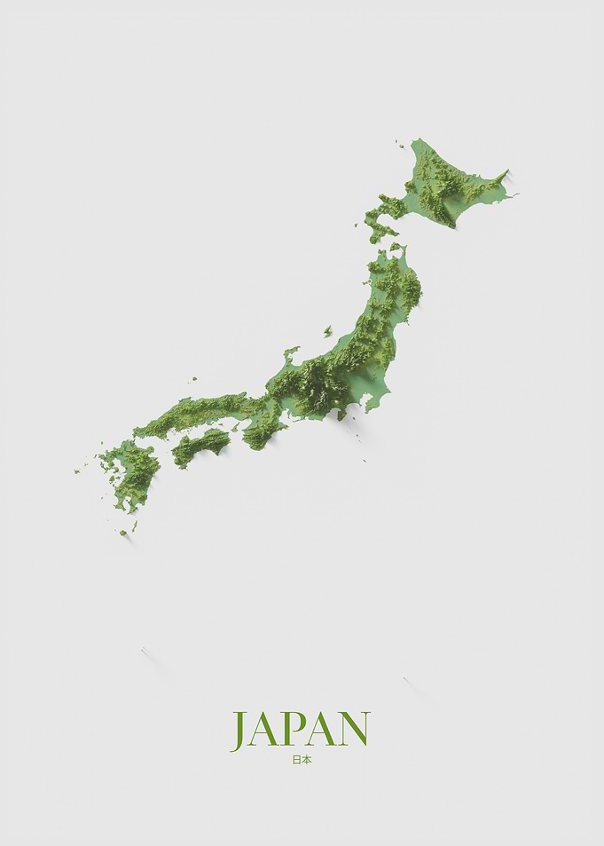Japan Shaded Relief Map