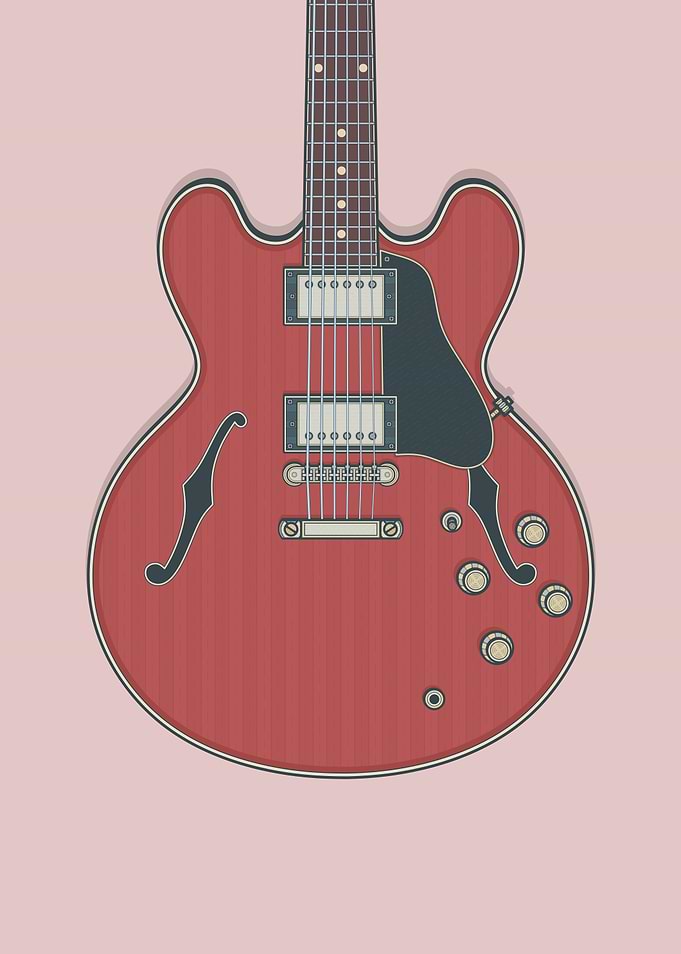 Cherry Hollow Body Guitar