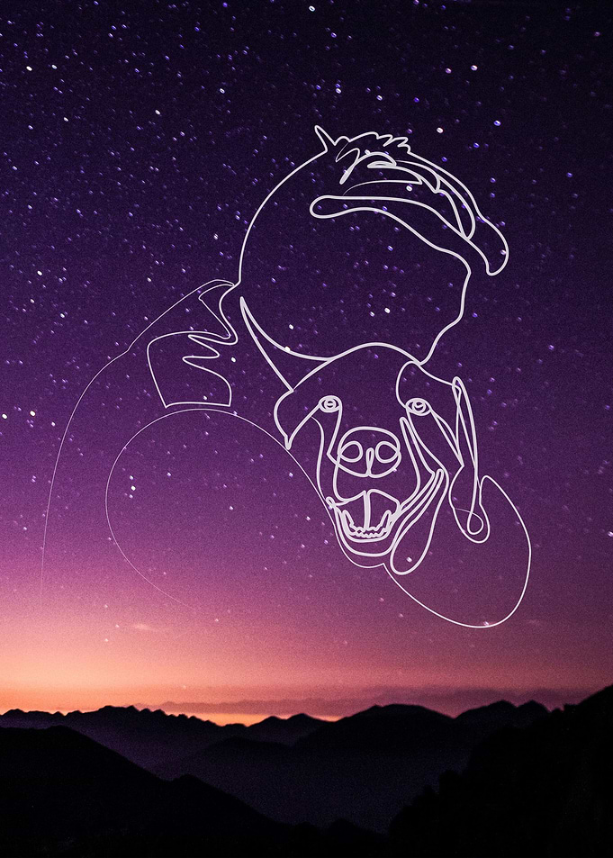 a men with his dog galaxy