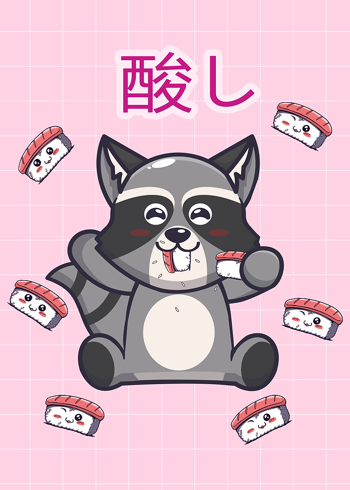 Kawaii Raccoon Sushi