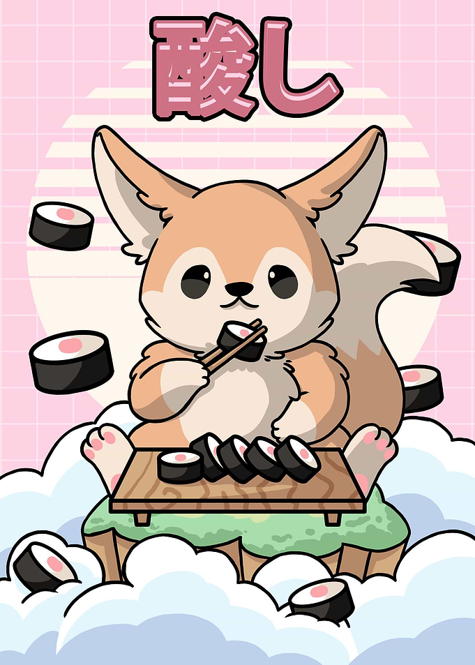Kawaii Fennec Fox Sushi
