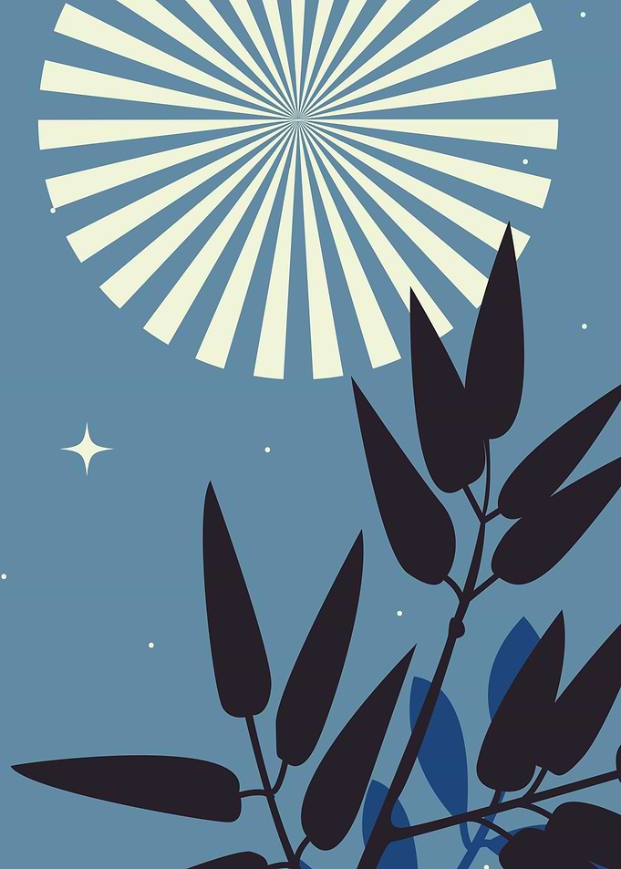 Abstract moon floral leaf