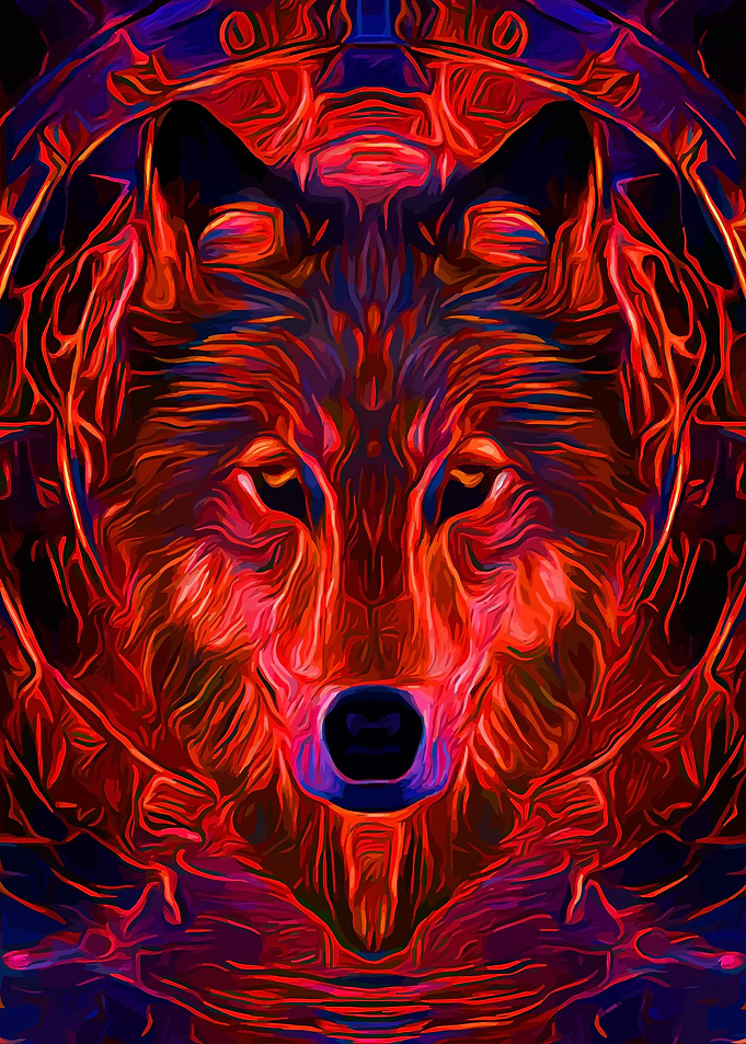 Space Wolf flaming Cosmos