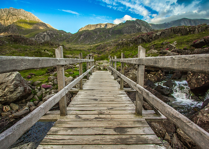 Wooden Bridge by Mountains