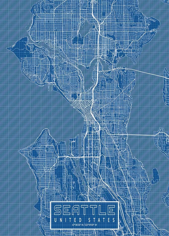 Seattle City Map Blueprint