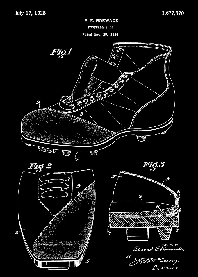 Football shoe patent 1926