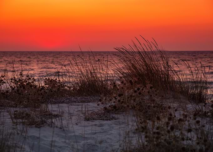 Orange sunset over the sea