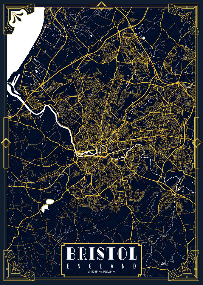Bristol City Map Gold