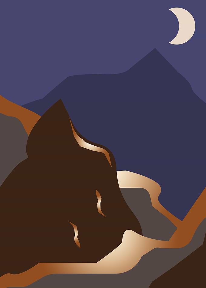 Moon mountain night view