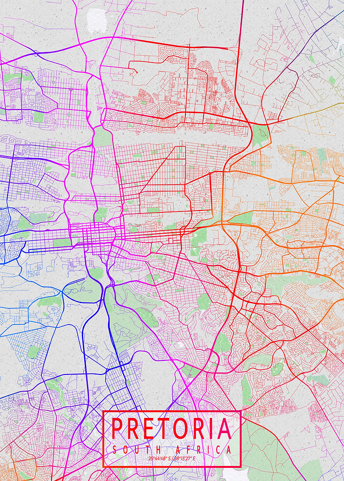 Pretoria City Map Colorful