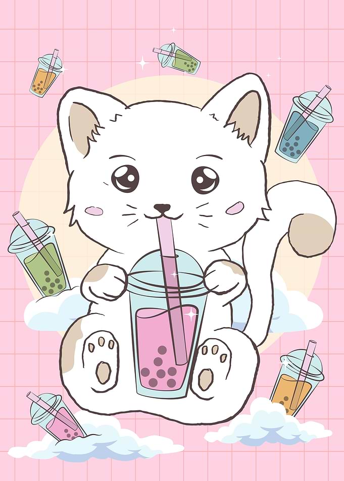 Kawaii Cat Boba Milk Tea