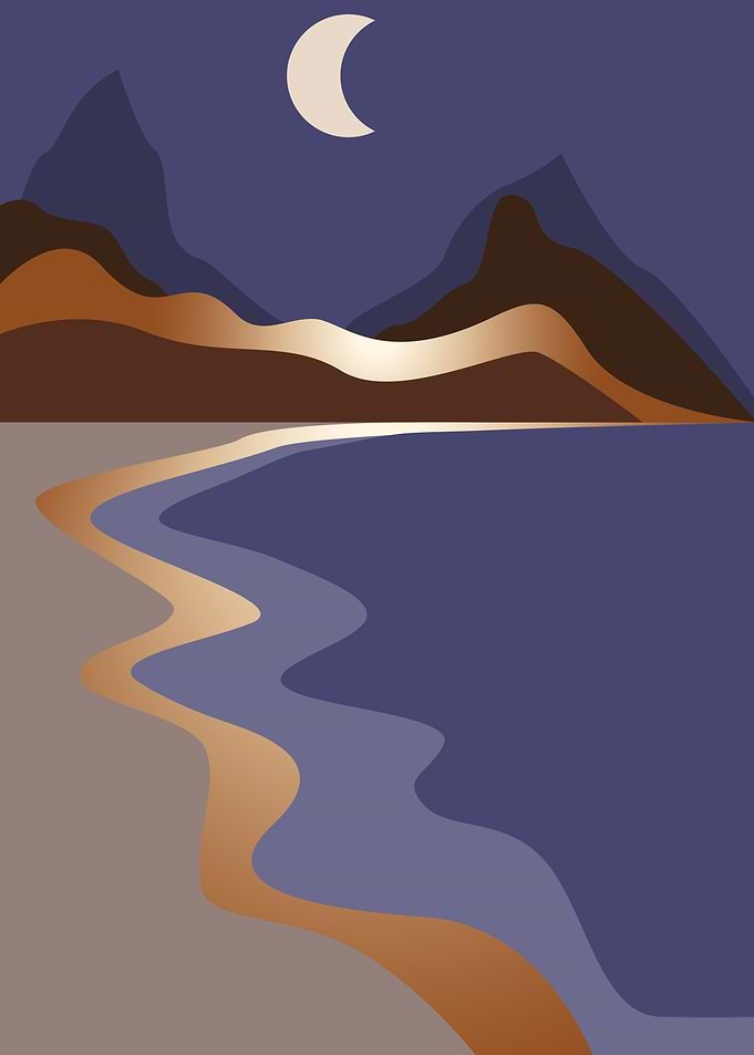 Midnight moon landscape