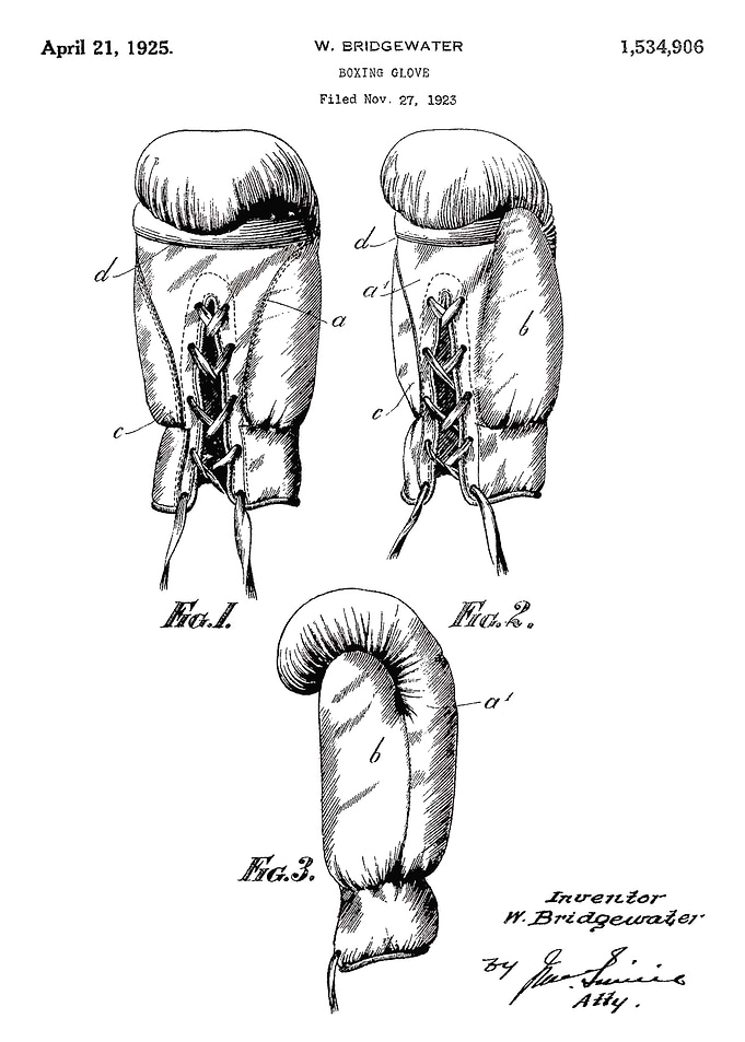 Boxing glove patent 1925